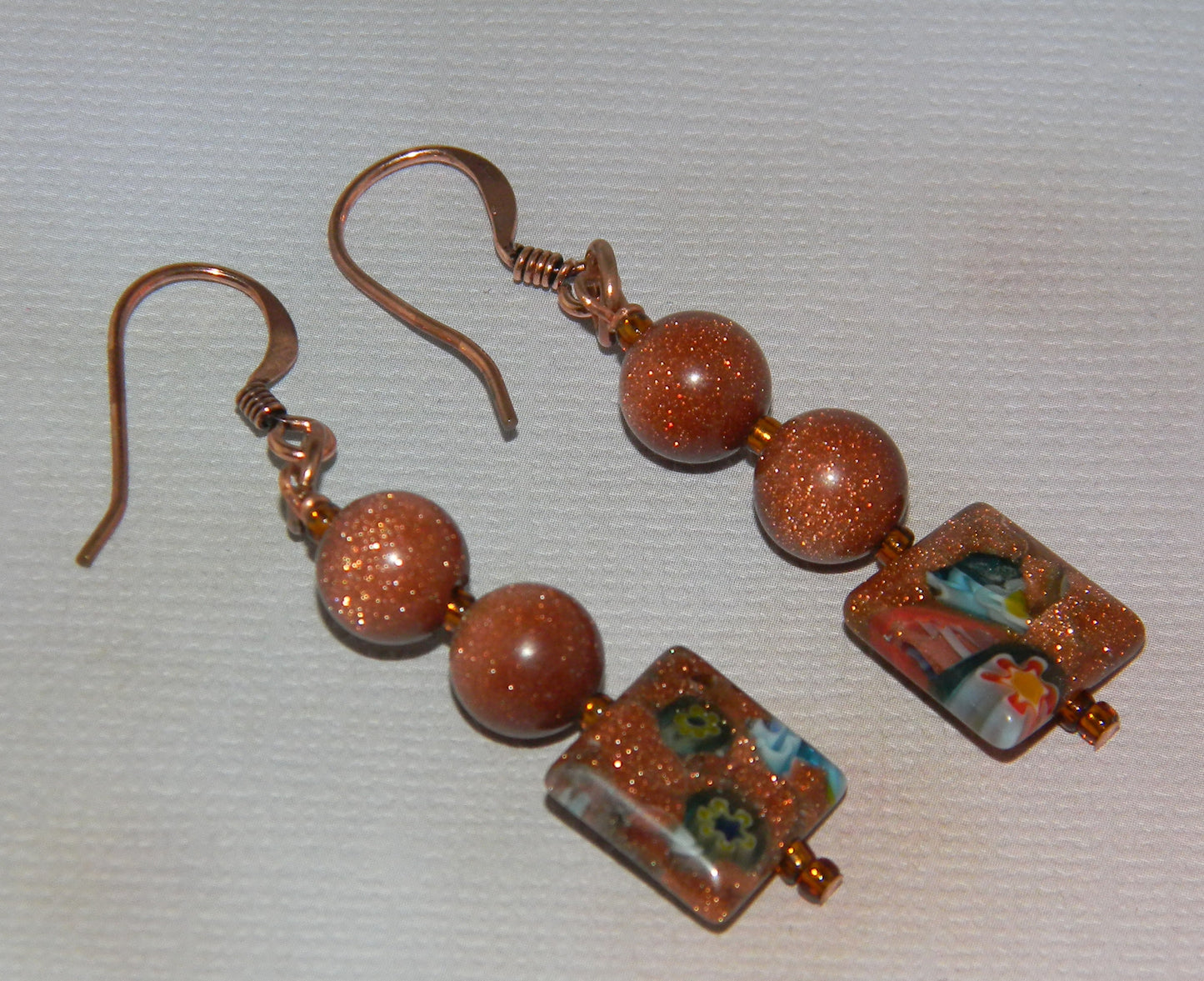 Goldstone with Millefiori Beads