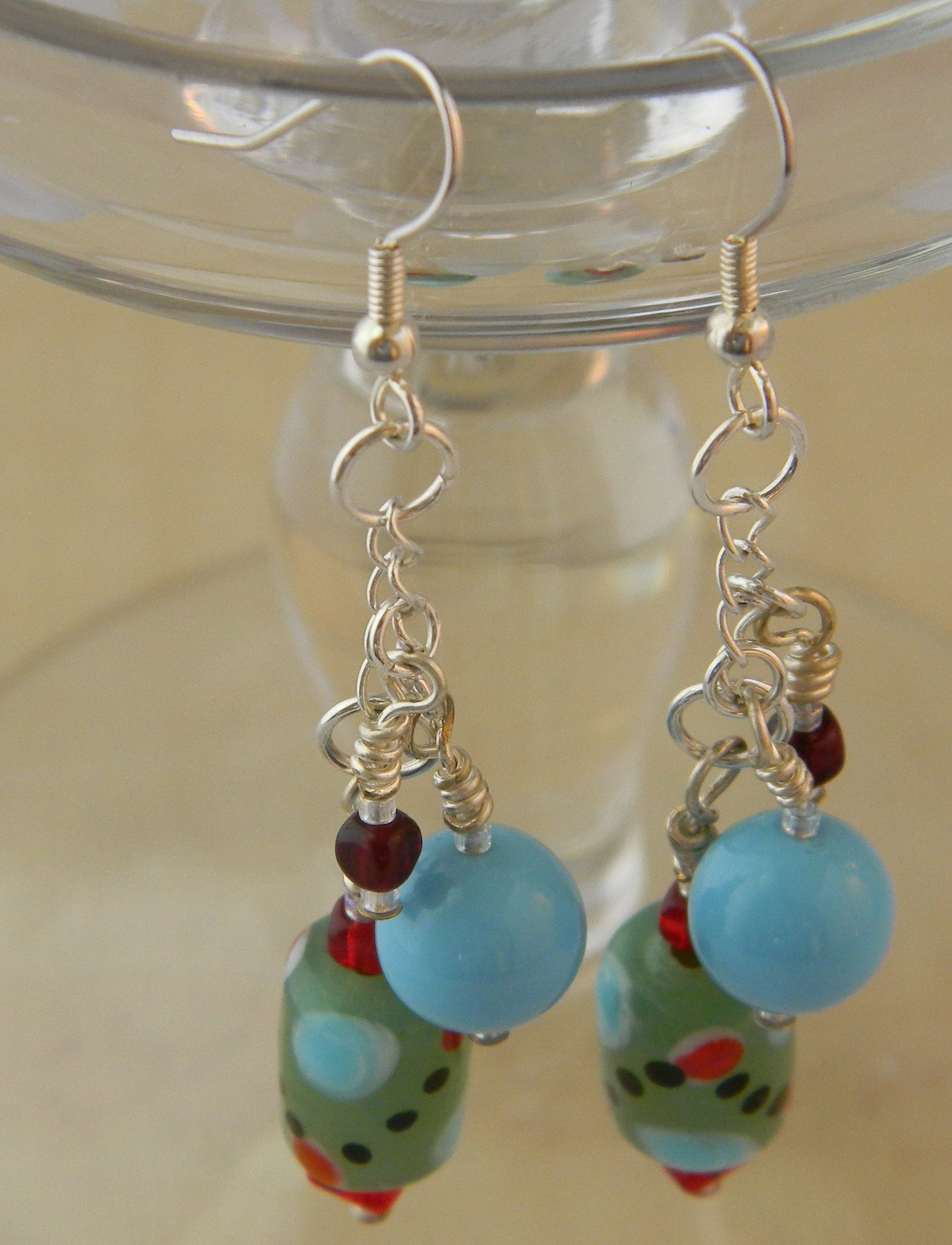 Glass turquoise and green bead