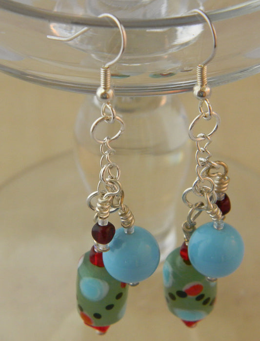 Glass turquoise and green bead