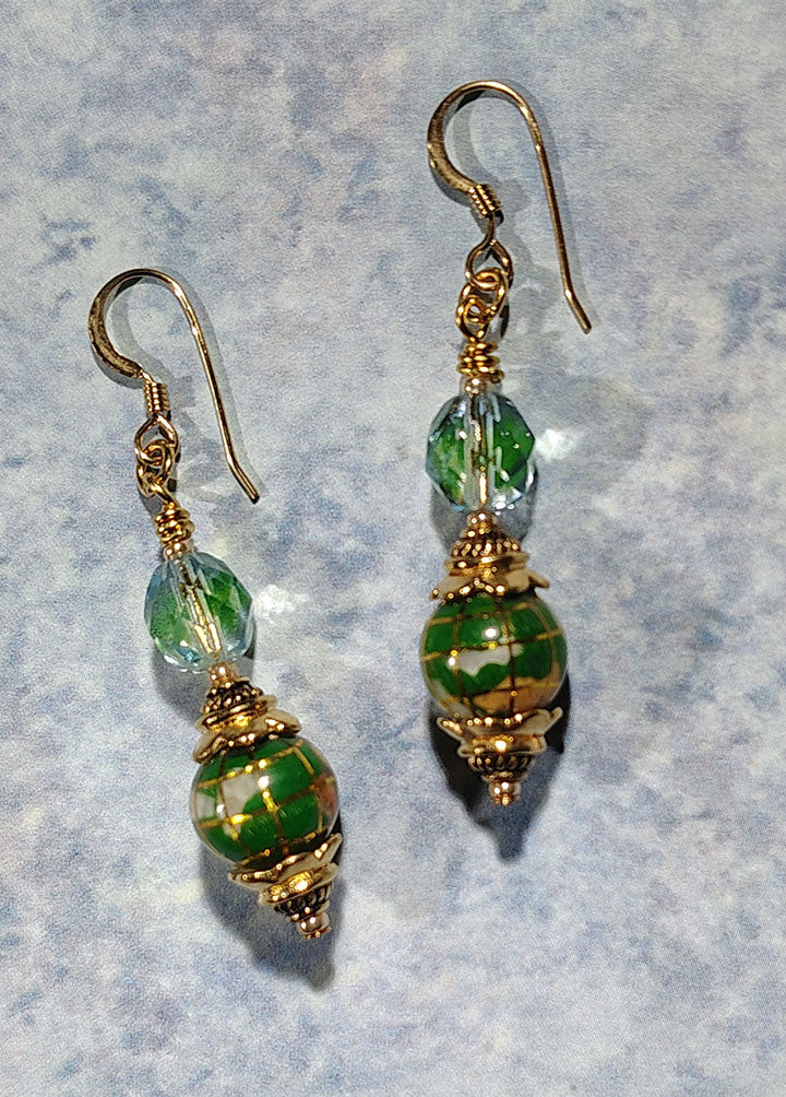 Cloisonee Globe Earrings