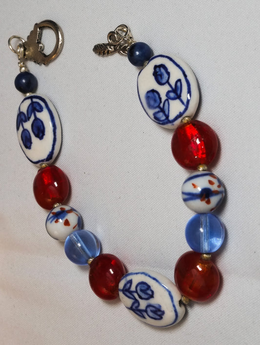 Ceramic and Red Bracelet